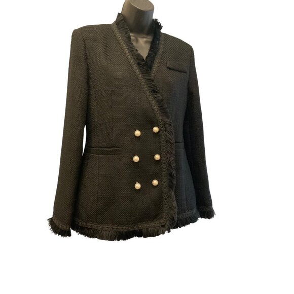 A N L  JACKET black CH36 H40  26 long   Medium  pearl buttons - Picture 1 of 10